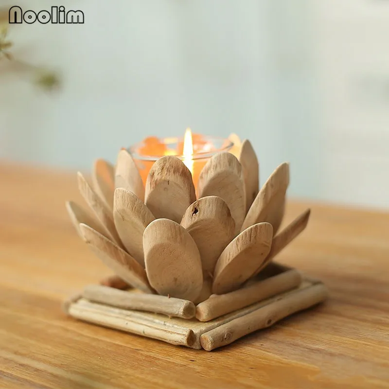 Деревянный подсвечник в форме лотоса ручной работы|lotus candle holder|candlestick weddinghome decor |