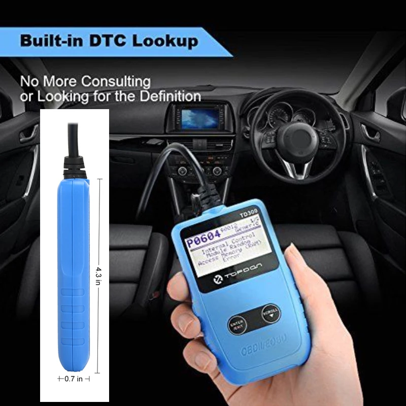 TOPDON OBD2 сканер TD309 автомобильный код для считывания кодов для DTCs, светильник для проверки двигателя, стоп-рамка, автомобильный диагностический инструмент