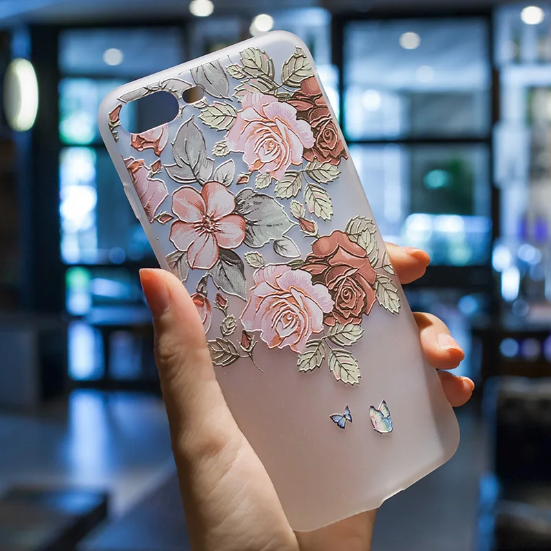 Чехол для iPhone 7 чехол X XR XS Max 5S 6 S 8 Plus 3D рельефный роскошный с цветами силиконовый