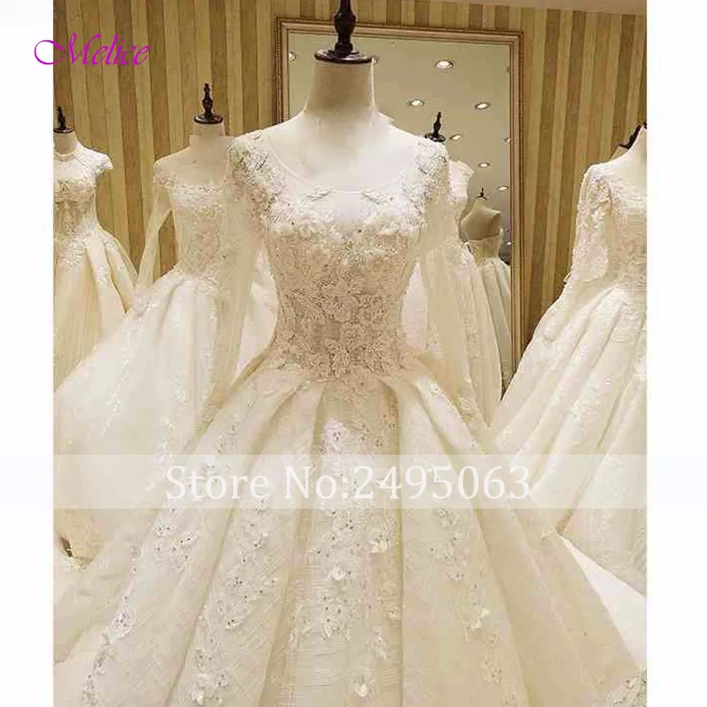 Fmogl Гламурная аппликация Королевский Шлейф кружевные свадебные платья трапеции