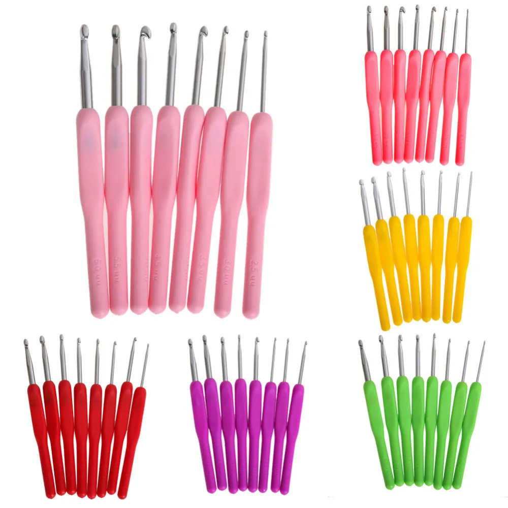 8 шт. Алюминиевые крючки для вязания размеров 2 5 6 0 мм|knitting neddles|crochet hooks ergonomichandled