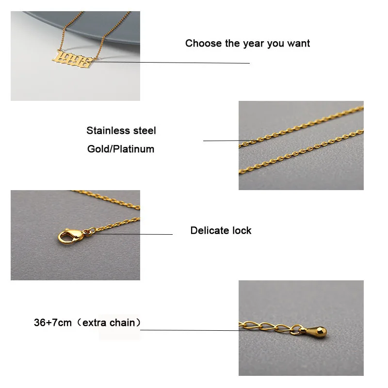 Year Number Necklaces for Women Custom Year 1994 1995 1996 1997 1998 1999 2000 2019 Birthday Gift from 1980 to 2019 images - 6