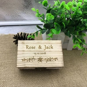 Персонализированная Свадьбана День Валентина, обручальное кольцо в деревянной коробке, рустикальная коробка для обручальных колец, Индивидуальная коробка для колец