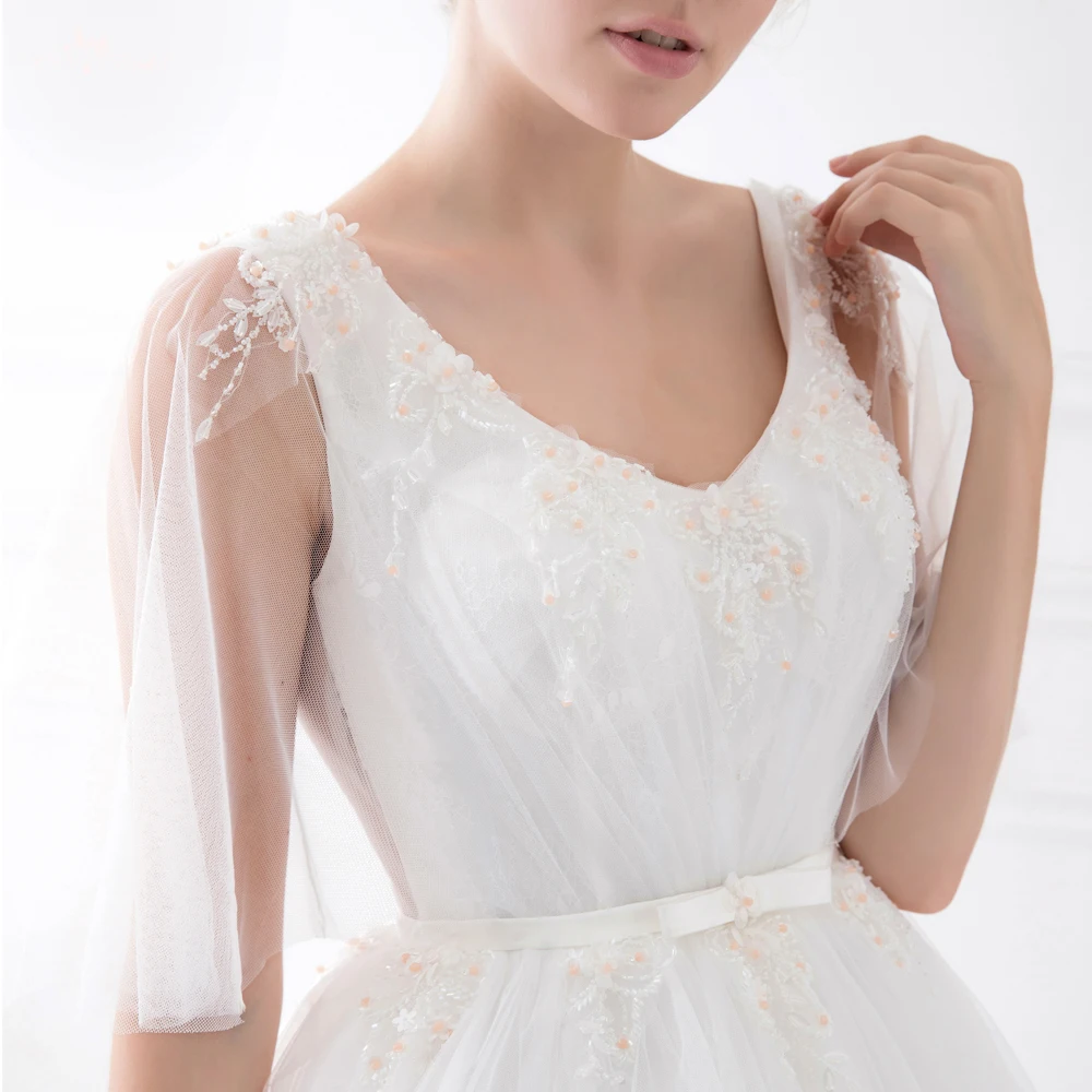 TW0209 с вырезом на спине вышивкой бисером Vestido De Noiva накидкой платье для Casamento|vestidos