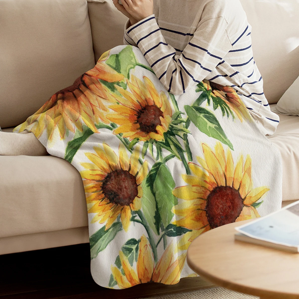 

WARMTOUR Throw Blanket Sunflowers Throw Blanket Soft Warm Microfiber Blanket Flannel Blanket Blankets For Beds
