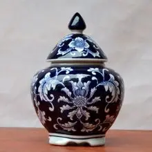 Сине белый фарфор с восьмиугольной канистрой голубой фон Цзиндэчжэнь