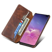 solque genuine leather flip cover case for samsung galaxy s10 plus s10e cell phone luxury retro leather card wallet book cases