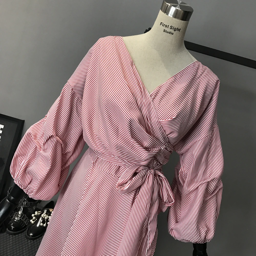 Женское платье GETSRING повседневное облегающее в полоску с треугольным вырезом и