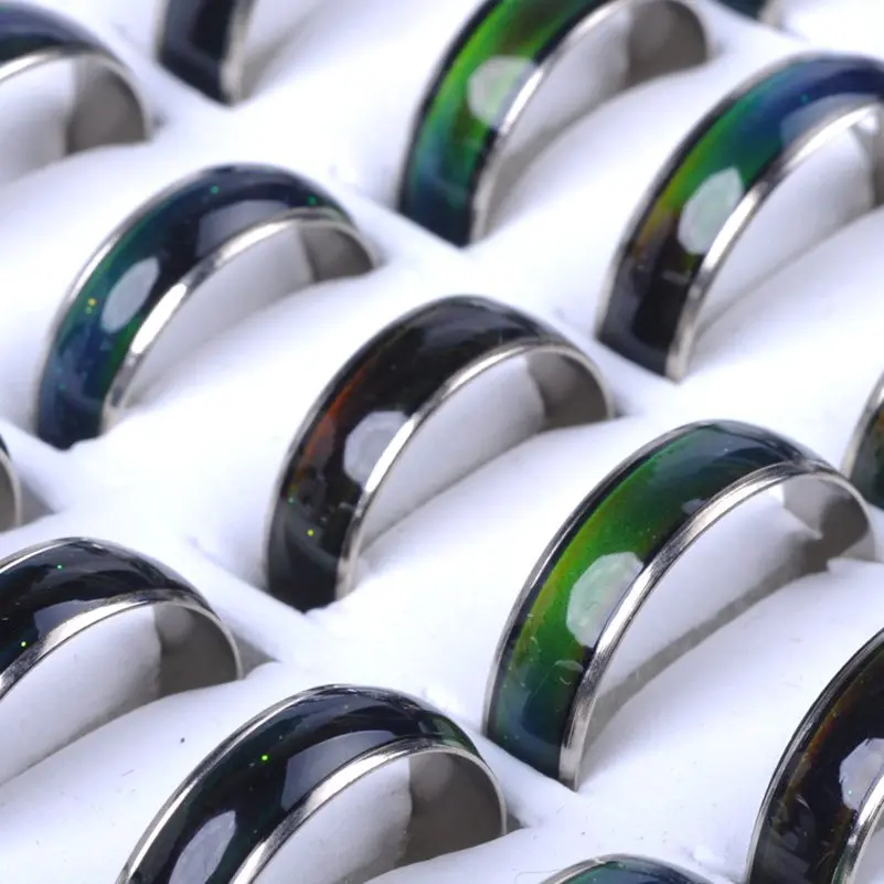 Распродажа Anillos Bulks смешанные Меняющие цвет покрытые кольца настроения
