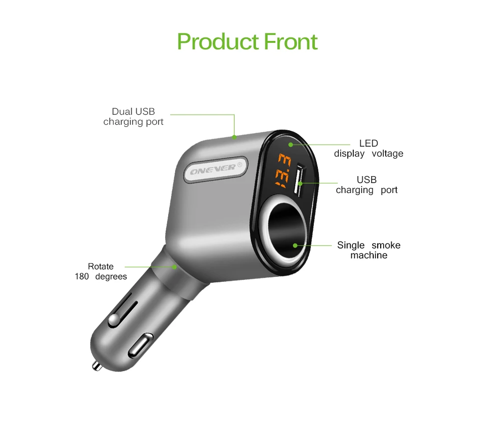 Onever 3 Порты зарядных порта USB для автомобиля Зарядное устройство розетка для автомобильного прикуривателя Разветвитель 5V 3.1A 12 V-24 V макс 80 Вт Мощность адаптер с Напряжение Дисплей
