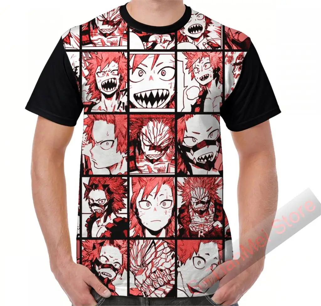Летняя графическая футболка мужские топы футболки BNHA Kirishima коллаж Женские