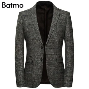 Мужской Блейзер Batmo, серый клетчатый Повседневный хлопковый Блейзер, 8163