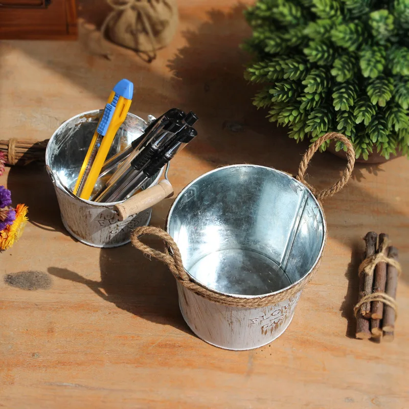 Винтажная металлическая ваза для искусственных цветов плантаторы хранения