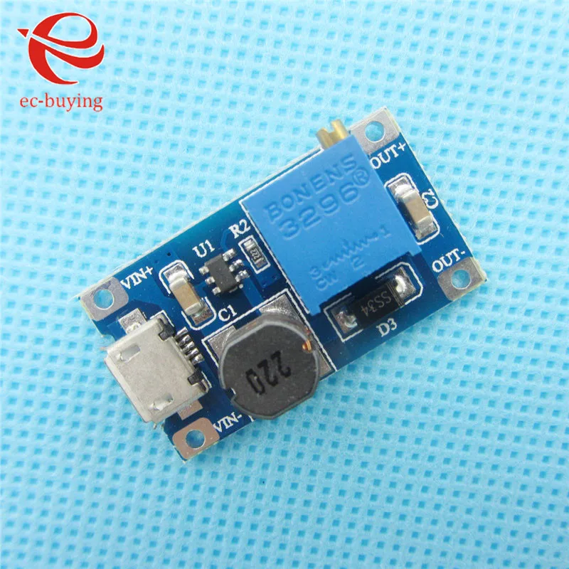 Регулируемый Модуль Boost 2 А Повышающий а с MICRO USB в 24 В до 5 9 12 28 MT3608 LM2577|Интегральные