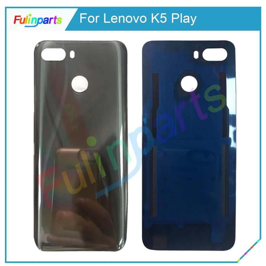 Черный Золотой Синий Для Lenovo K5 Play Задняя крышка батареи Задняя дверца корпуса с клейкой наклейкой Запасные части.