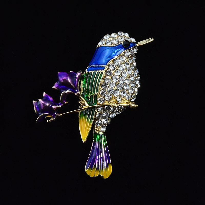 Эмалированные Стразы металлические булавки и броши в виде птицы для женщин