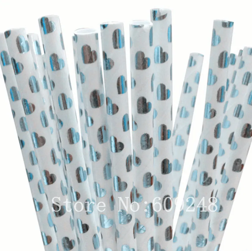 

100 шт. металлические серебряные фольгированные бумажные соломинки в форме сердца, блестящие винтажные соломинки для помолвки, свадьбы, Дня Святого Валентина вечерние соломинки в каменной банке оптом