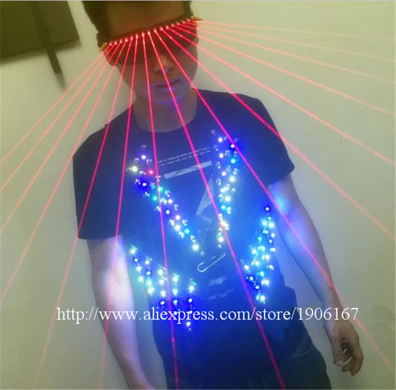 

Newest Colorful Led Luminous Vest Ballroom Costume Red Laserman Show Glasses DJ Singer Dancer Host Performer Stage Wear Clothes