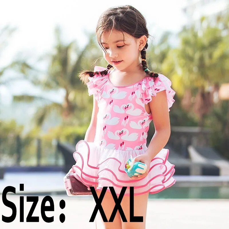 pink XXL Новинка года; стильный купальный костюм в Корейском стиле с изображением лебедя; милый купальный костюм для мальчиков и девочек; пляжная одежда с защитой от солнца с рисунком для отдыха - Цвет: pink XXL