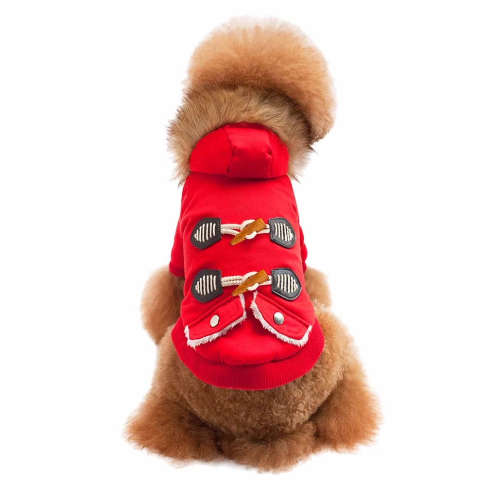 Pet Dog Cat Fur collar Ox horn Button Warm With Thick Coat Sweater Clothes Hood ropa de perro | Дом и сад
