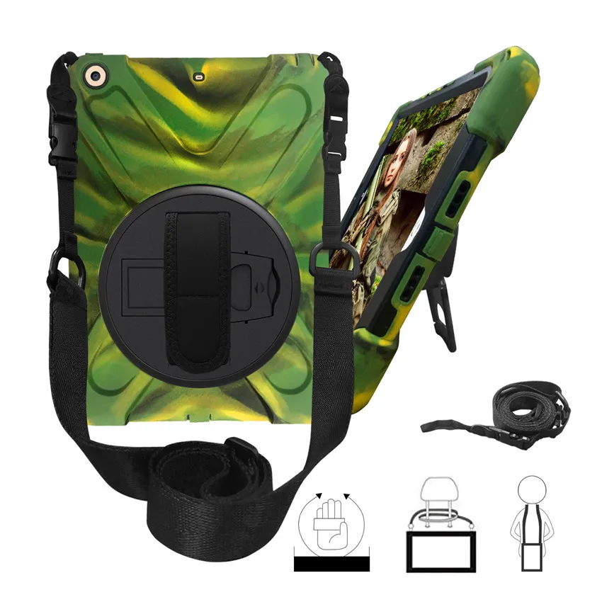 Camouflage Для iPad Air противоударный чехол сверхпрочный защитный чехол для iPad 5 9,7 дюймов с подставкой/рукой+ шейный ремень - Цвет: Camouflage