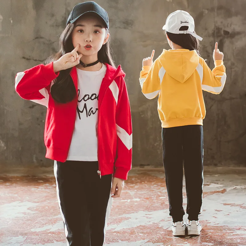 Girls Autumn Clothing Set 2019 Spring Korean Children's Sports Suit Male Kids Spliced Sweatshirt + Pants 2 Pcs Tracksuit A907 | Детская