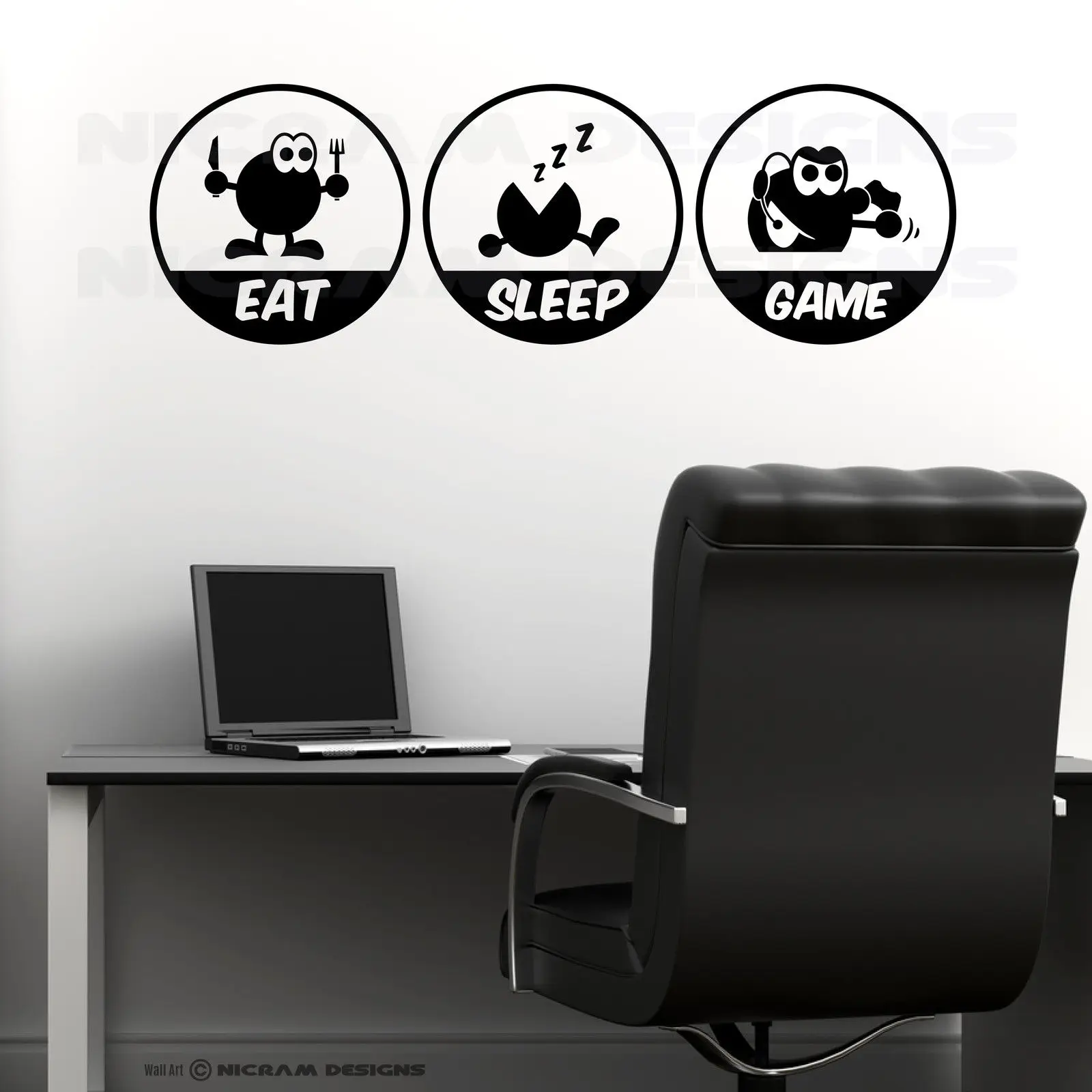 Модные Ешьте Сна игры Забавные Wall Art Vinyl консоли геймер наклейка Спальня офисные