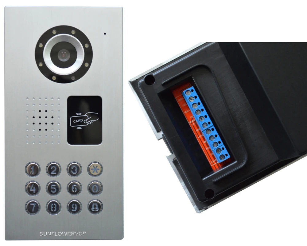 SUNFLOWERVDP Rfid видео-телефон двери IP65 Водонепроницаемый внутренняя Проводная связь