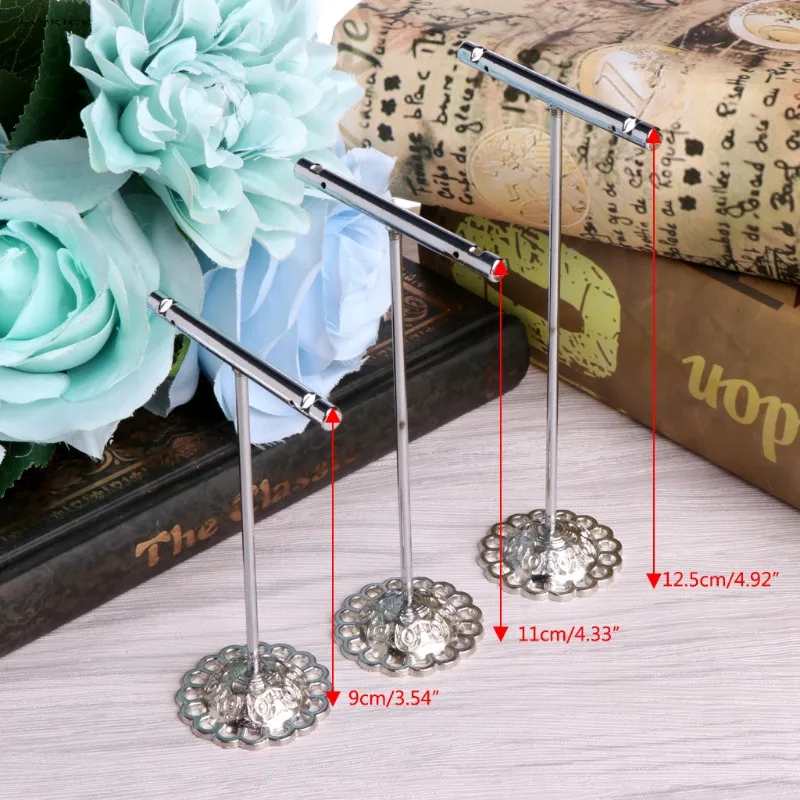 

3 Pcs Alloy Earrings Display T-Shape Stand Showcase Jewelry Organizer Holder NEW