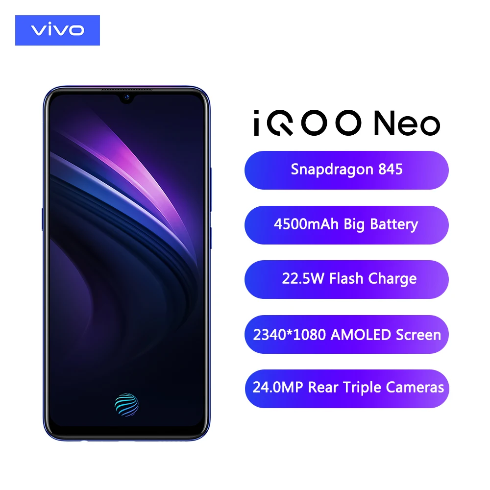 Мобильный телефон vivo iQOO Neo celular 6 38 &quotэкран 6G 64G Восьмиядерный процессор Snapdragon 845
