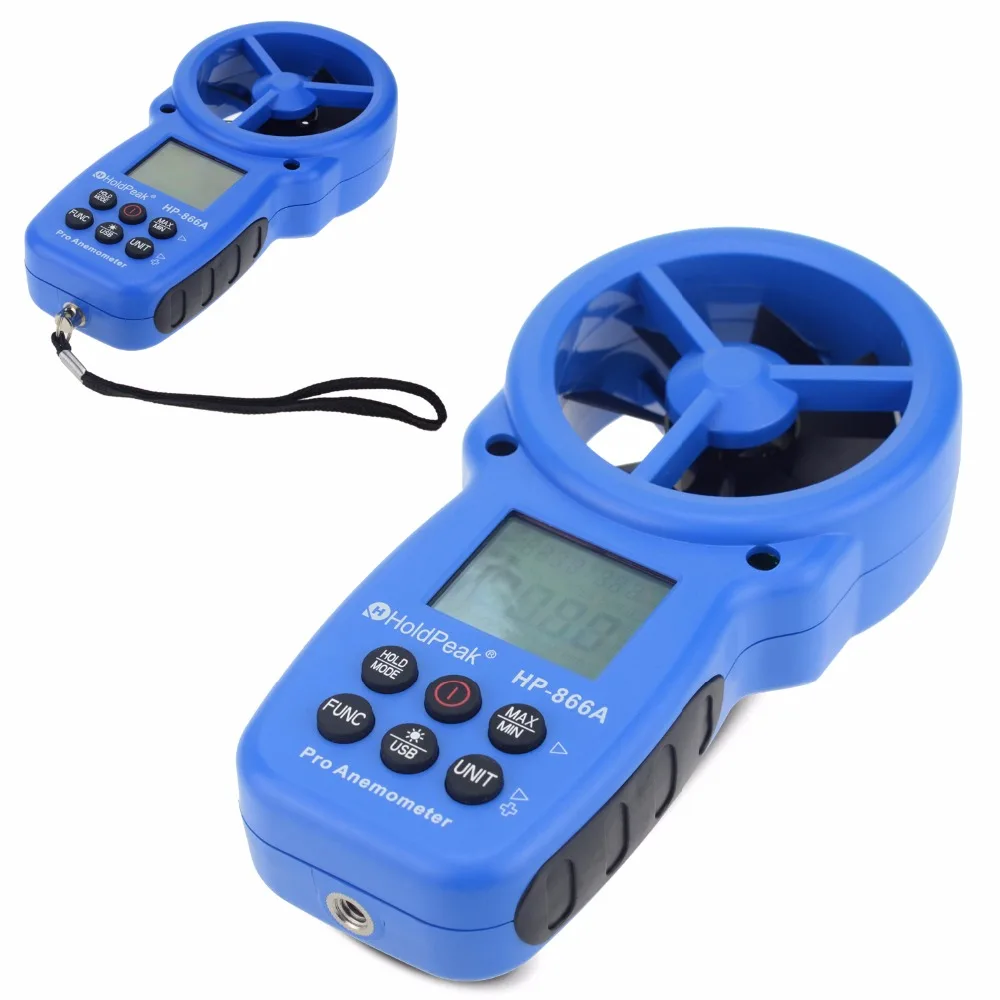 HoldPeak HP-866A Профессиональный Анемометр USB ветер Скорость метр потока Logger Air тестер