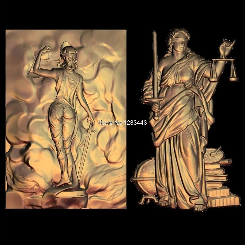 2 шт. Женская 3d модель Justice рельефом для СТЛ с ЧПУ формат Goddess of justice artcam vectric aspire|stl