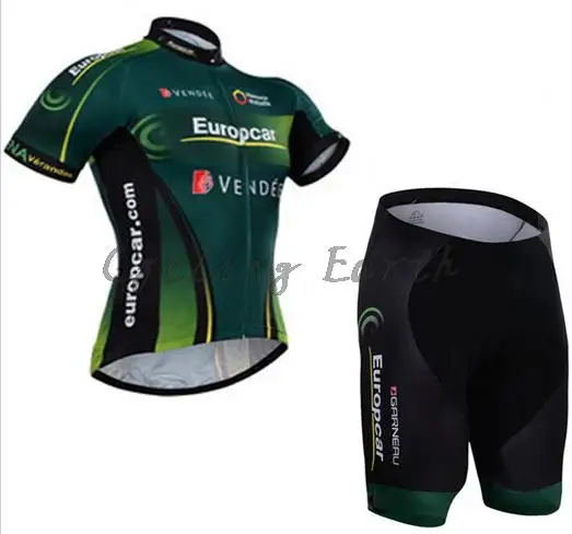Europcar 2015 короткий рукав Велоспорт Джерси нагрудник шорты велосипедный Набор