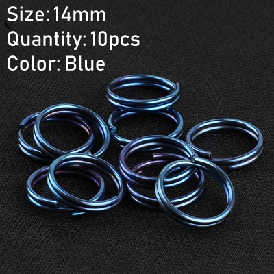 14mm blue 10 шт. титановый сплав EDC брелок Открытый Портативный брелок разделенный брелок для ключей держатель для ключей Кемпинг путешествия подвесной инструмент - Цвет: 14mm blue