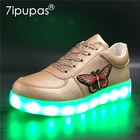 EUR30-44 матовая Золотая Бабочка светящиеся кроссовки для мальчиков обувь со светодиодной подсветкой Детская обувь со светящимися вставками для девочек светильник для маленьких девочек возрастом имитационная подошва