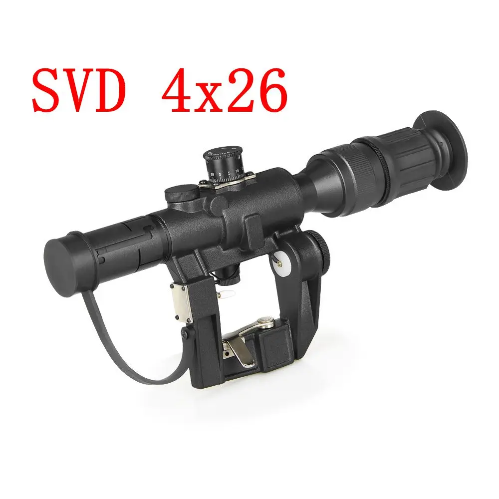 New Hunting Optics Tactical SVD Dragunov 4x26 Red Illuminated Scope for Airsoft Gun Shooting AK Free Shipping | Спорт и развлечения