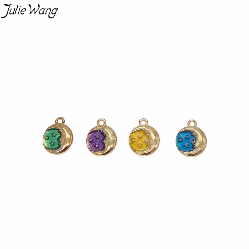 Julie Wang 8 шт. двухсторонний блестящий золотой цвет полумесяц красочная эмаль со