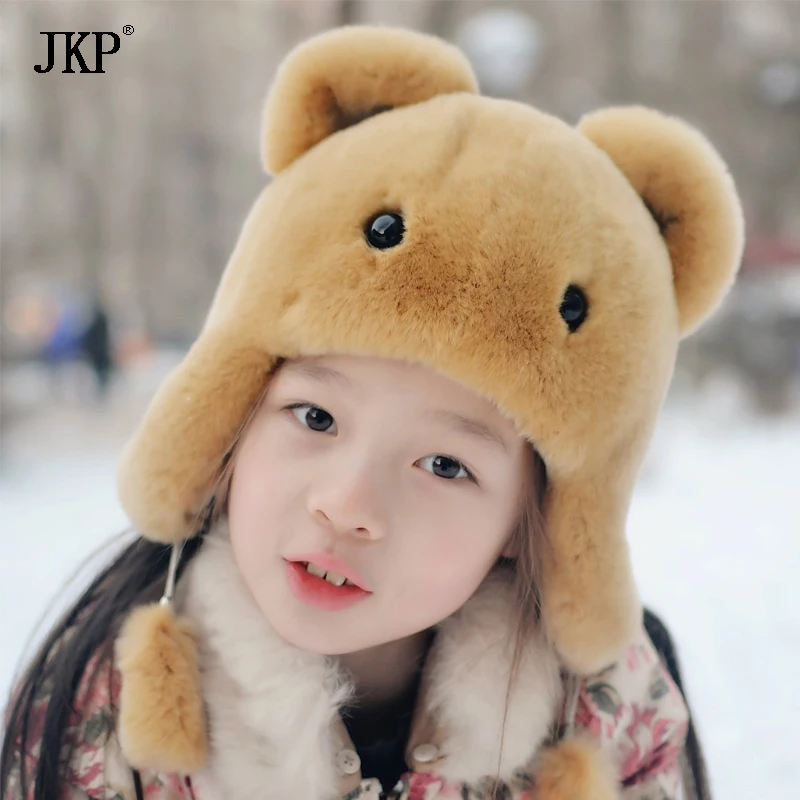 Winter Children Boys Girls Warm Rex Rabbit Fur Hats Kids Real Cap Natural baby Hat | Детская одежда и обувь