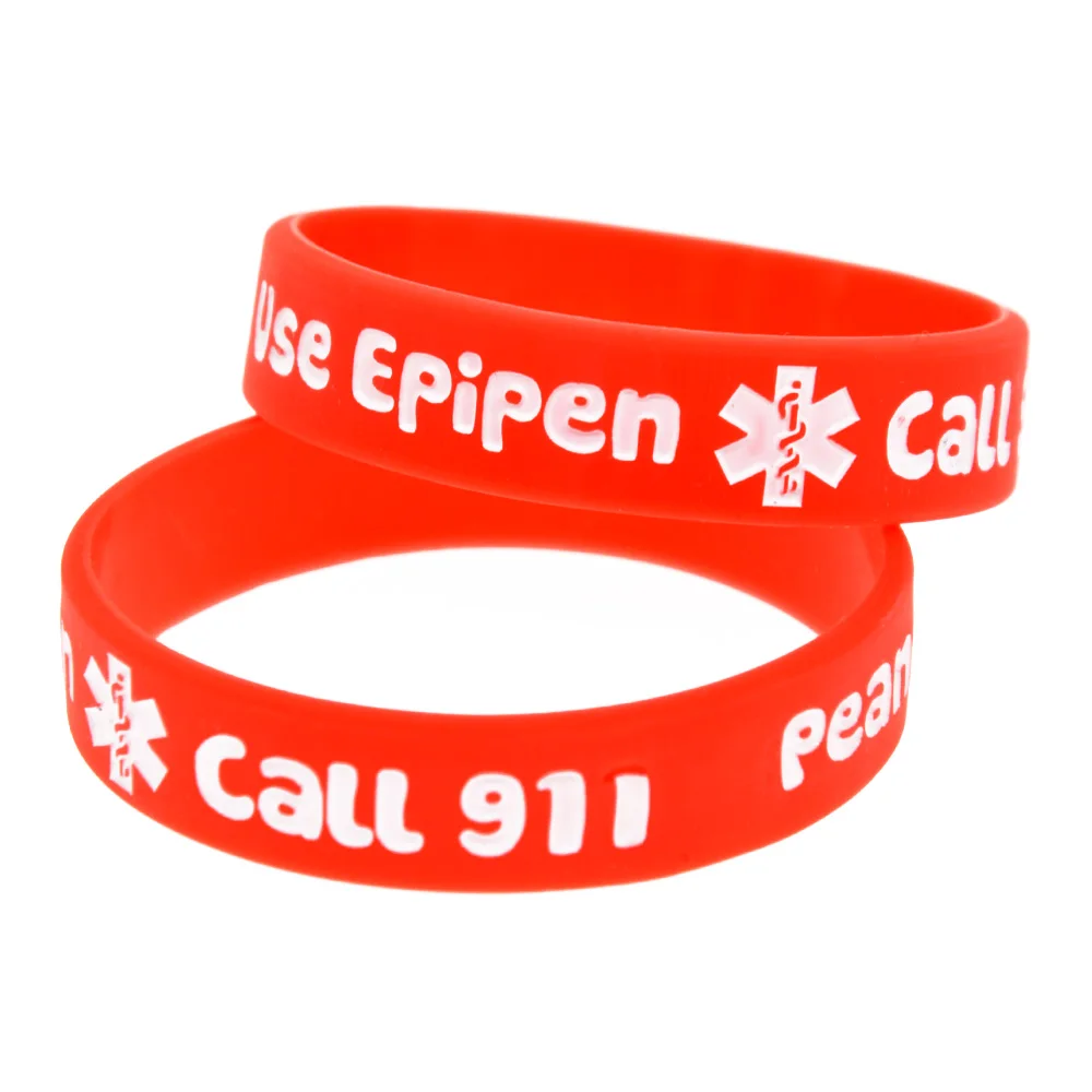 OBH 50 шт. аллергический звонок на арахис 911 силиконовый резиновый браслет детский