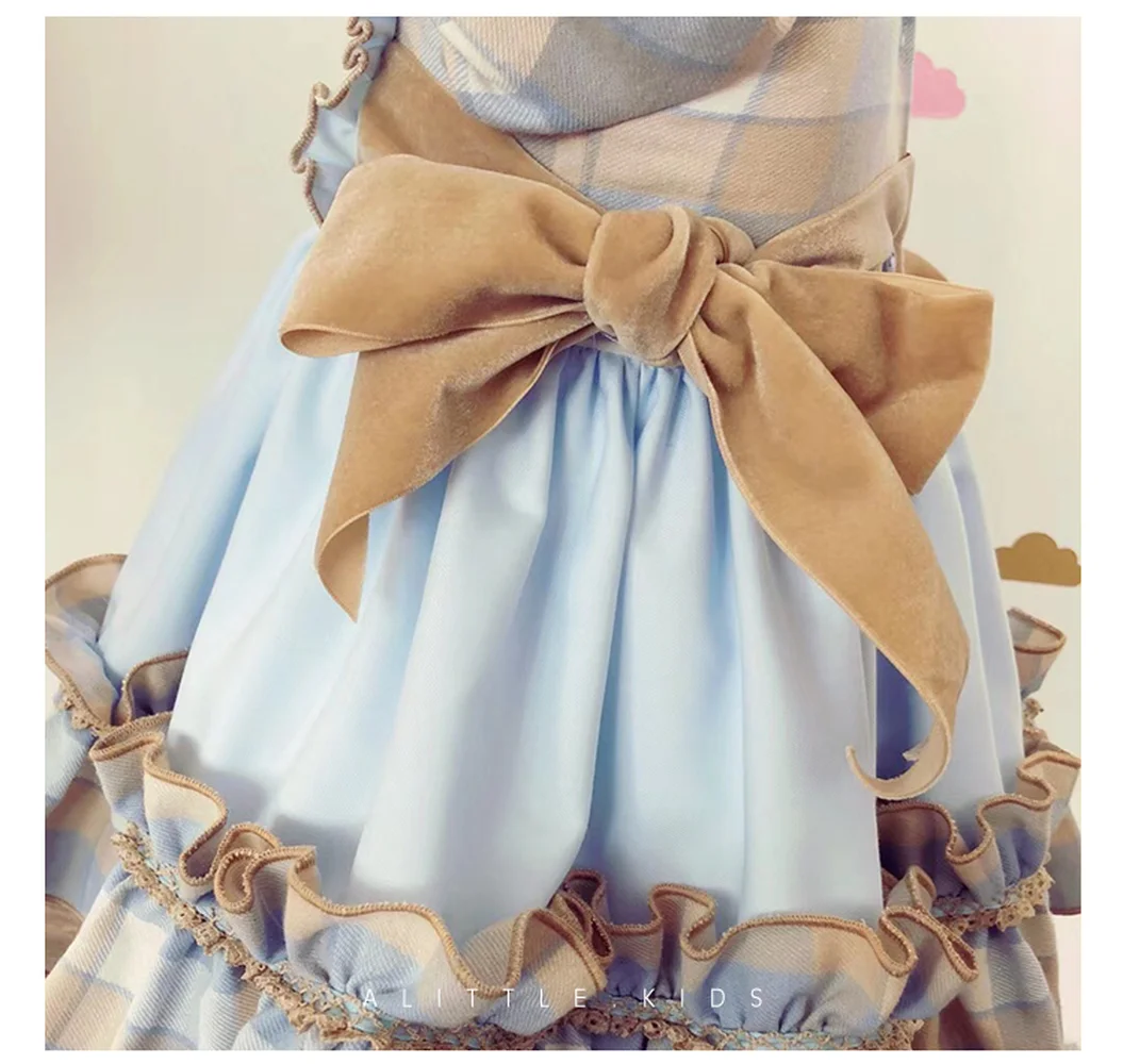 Коллекция 2019 года весенне-летние модели испанское платье для девочек голубое