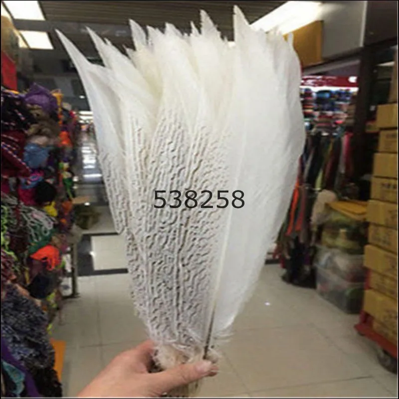 Серебряные перья фазана 45-50 см натуральный чистый белый цвет для украшения