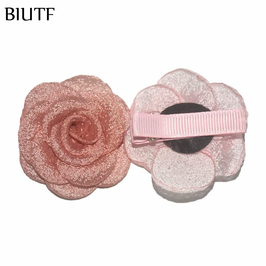 40 шт./лот 2 ''сожгли тканевая Роза проката Seersucker Camelia Флора супер милые головные уборы шпилька аксессуары TH286