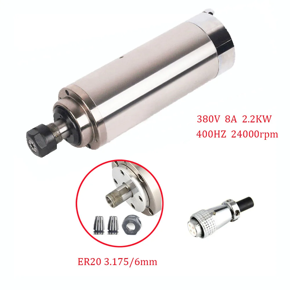 380V 2.2KW CNC мотор шпинделя комплект ER20 24000rpm 3 подшипника шпиндель с водяным