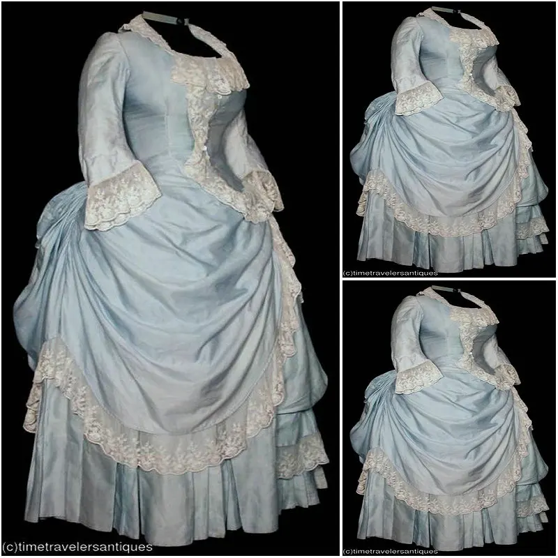 

Historical!Blue Vintage Costumes Victorian Dresses 1860s Scarlett Civil War Southern Belle dress Halloween dresses US4-36 C-881