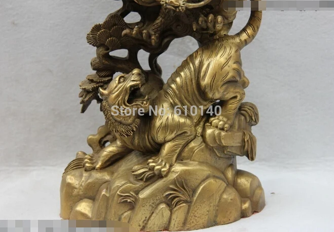 WBY 923+++14 China Royal classic Copper Brass Illustrating Dragon Play Tiger combat statue | Дом и сад