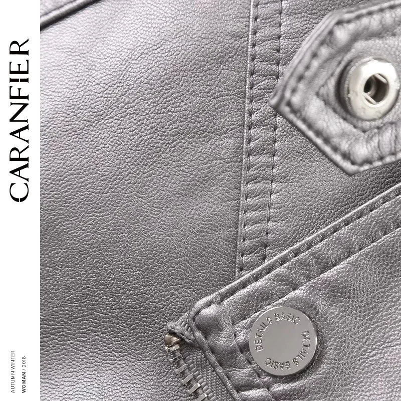 CARANFIER 2018 модная женская элегантная искусственная кожа на молнии байкерская