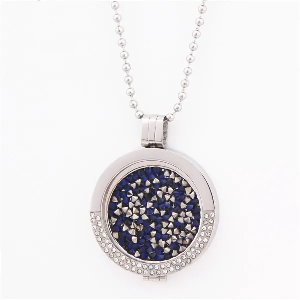 Vinnie Design Jewelry 80cm silver chain with medium carrier and Deluxe multi Pacific blue crystal coin set pendant necklace | Украшения и