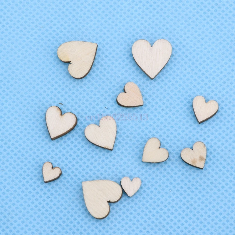 

100pcs Rustic Wood Wooden Love Heart Wedding Table Scatter Decoration Crafts DIY