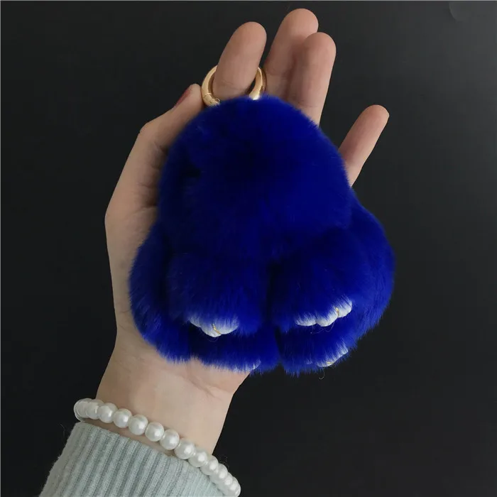 Magicfur- новинка. 10 см мини Настоящий мех кролика кролик игрушка кукольный брелок Настоящий мех кролика сумка брелок - Цвет: blue