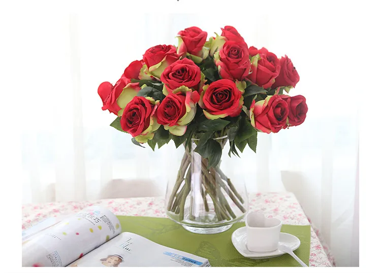 Floace 11 шт./лот, тайская Королевская роза высококлассные искусственные цветы Шелковые цветы розы украшение дома цветы-без вазы